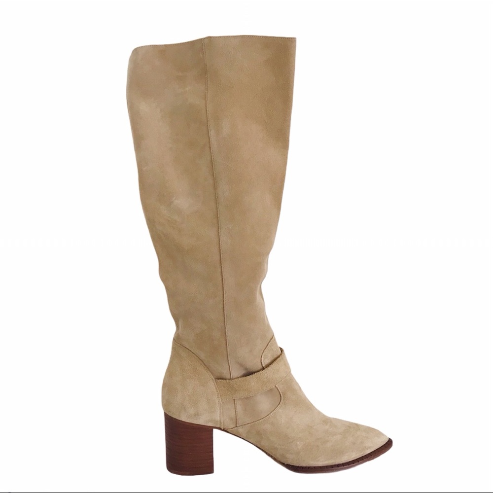 Free People sand Dahlia slouch suede tall boot NWT